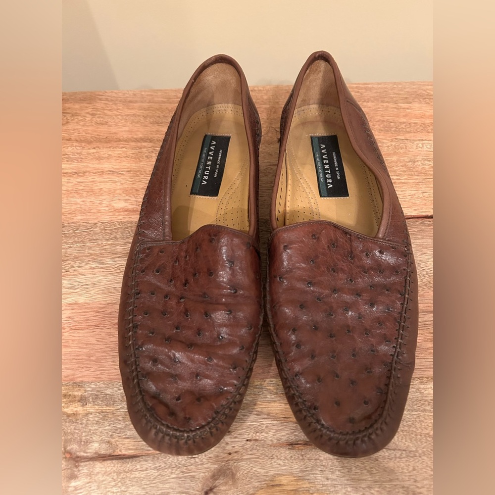 Aventura ostrich Leather Slip-Ons